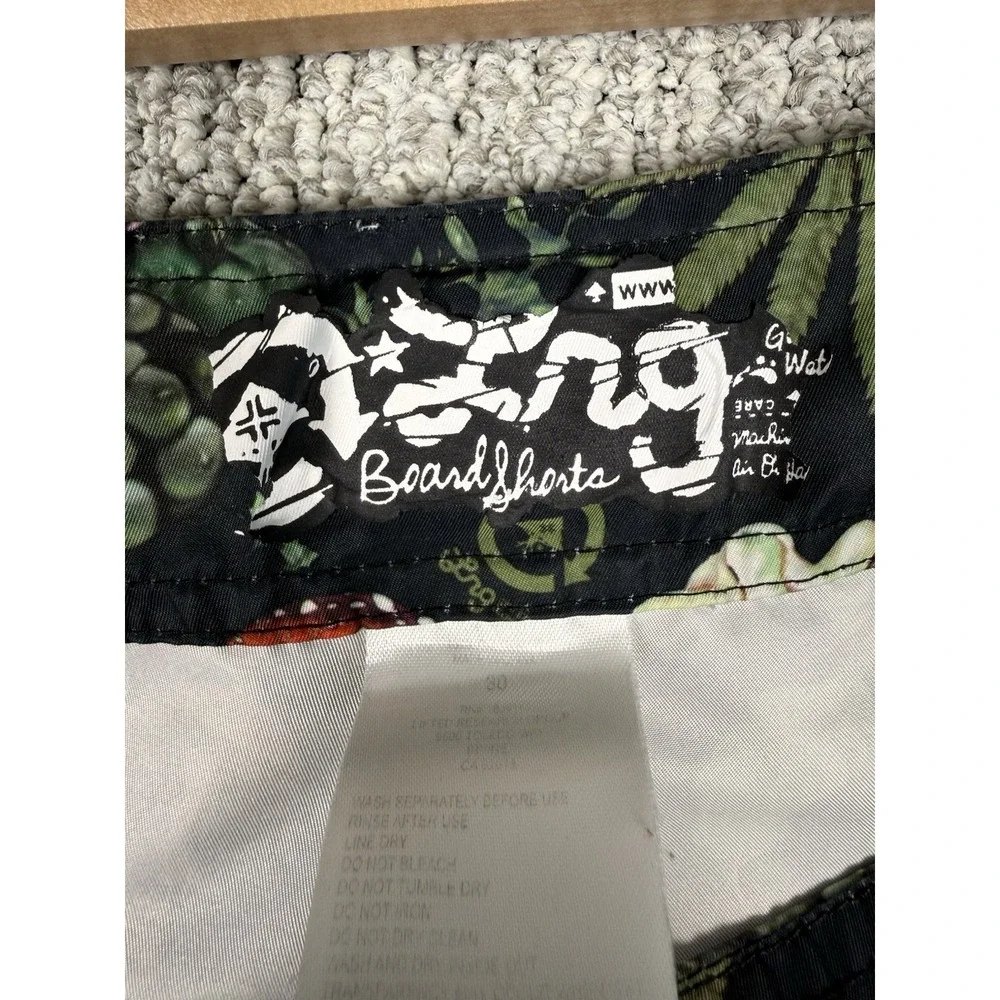 LRG Research Board Shorts 30 Mushroom Cannabis Print‎ Surf Swim Skate Y2K
